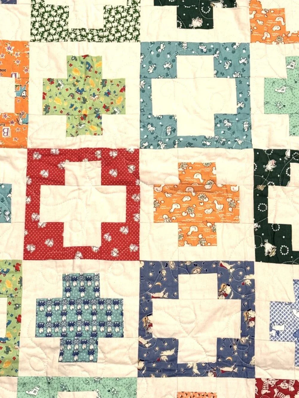 Handmade Patchwork Baby Crib Blanket Quilt Plus Charmed Pattern Animals Cottage